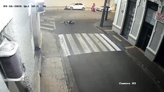 Stunt Motorcyclist Evades Police, Then Crashes and Catches Air After Hitting Pickup