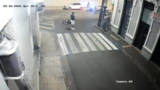 Stunt Motorcyclist Evades Police, Then Crashes and Catches Air After Hitting Pickup