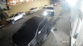 Stunt Motorcyclist Evades Police, Then Crashes and Catches Air After Hitting Pickup