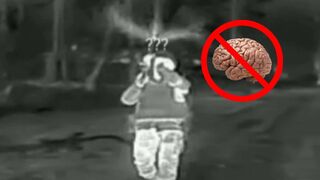 Retarded Ukrat fires a warning shot at a kamikaze drone.