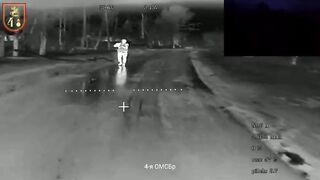 Retarded Ukrat fires a warning shot at a kamikaze drone.