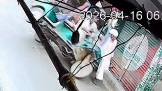 Elderly Man Crushed to Death After Rickshaw Loses Control and Overturns Against Wall