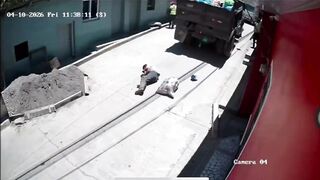 Garbage Truck Worker Tumbles to the Ground in Heart-Stopping Fall
