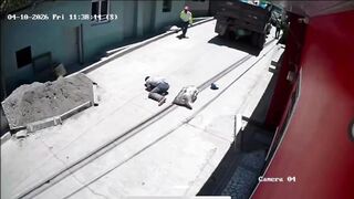 Garbage Truck Worker Tumbles to the Ground in Heart-Stopping Fall