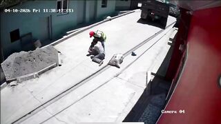 Garbage Truck Worker Tumbles to the Ground in Heart-Stopping Fall