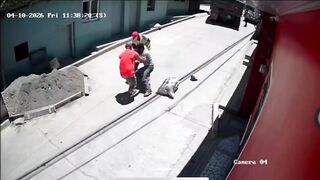 Garbage Truck Worker Tumbles to the Ground in Heart-Stopping Fall