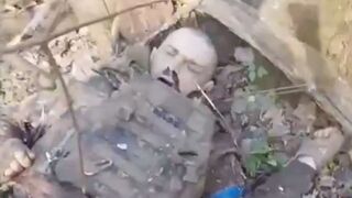 Abandoned trench with many dead Ukrats.