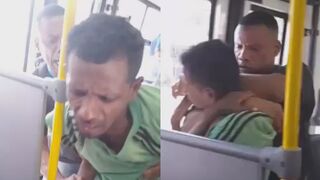 Man Caught Stealing On The Bus Gets Beaten And Kicked By Passengers