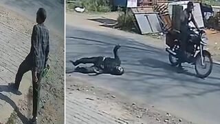 Shocking CCTV Footage Shows Fatal Impact on Retired Teacher in Jalaun