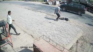Shocking CCTV Footage Shows Fatal Impact on Retired Teacher in Jalaun