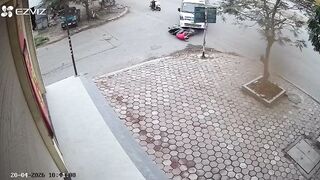 Motorcyclist Pulled Under Truck and Crushed Against the Curb in Brutal Accident