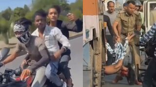 Three Dudes Without Helmets Filmed Crashing Into The Truck {Extended}