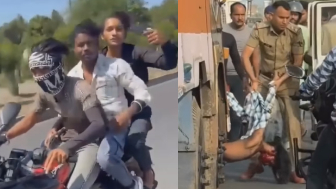 Three Dudes Without Helmets Filmed Crashing Into The Truck {Extended}