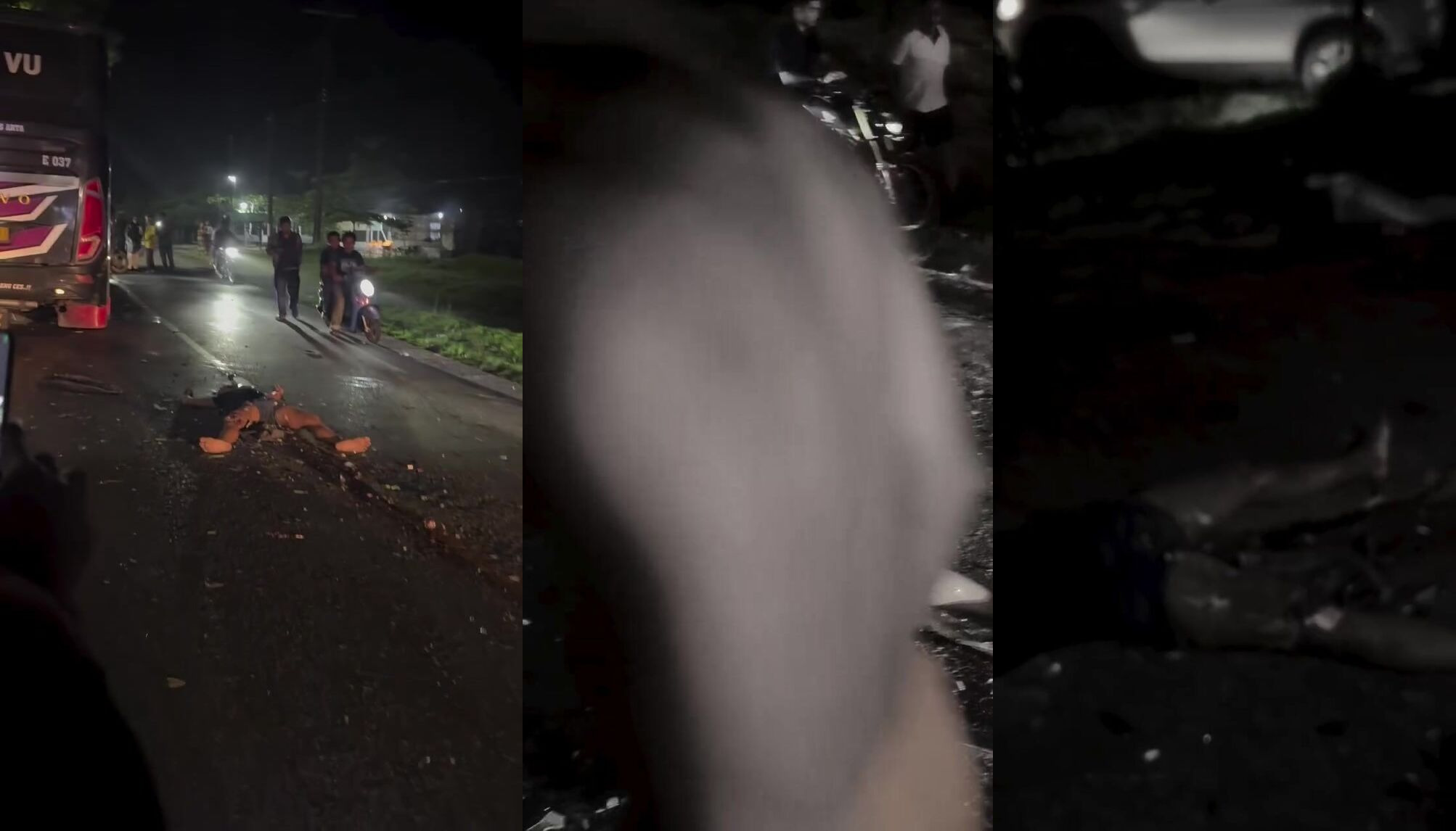 Bus hits motorcyclist and 2 dead