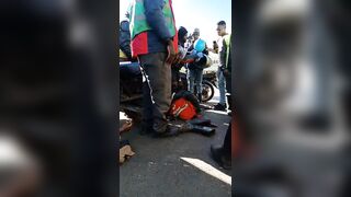 Bus Driver Stopped And Beaten By Mob After Running Over A Couple On Motorcycle