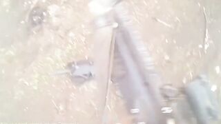 Ukrainain soldier destroys two Russian invaders who were approaching on motorcycles