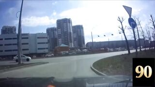 Motorcyclist thrown under the wheels of another car after collision with a car