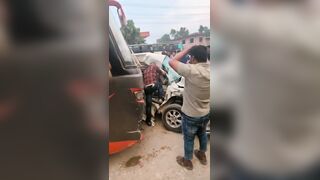 Two Killed After Bus Crashed Into A Car At The Intersection In Bangladesh