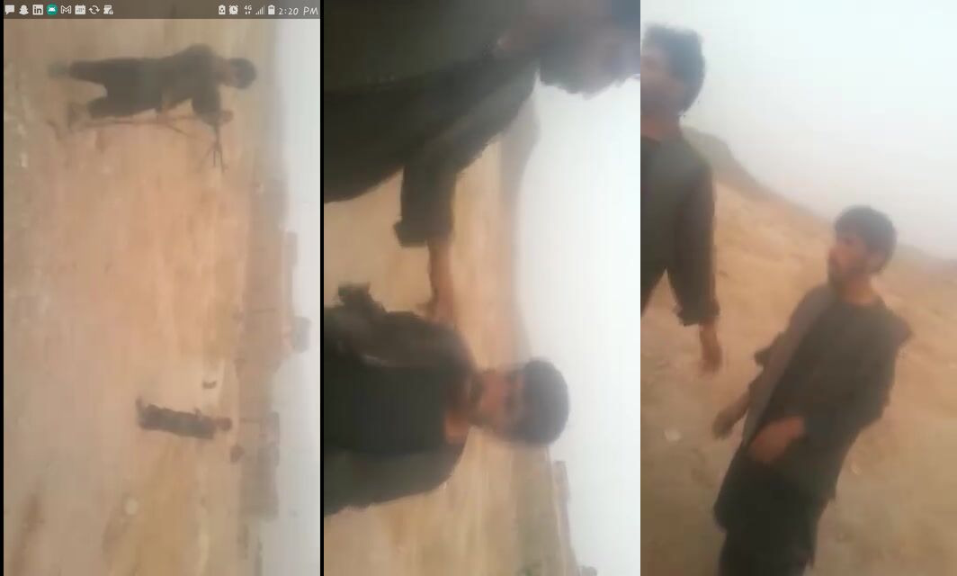 An Afghan army shooting a local person after interrogation