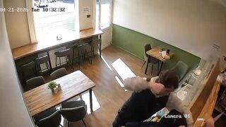 UK: Man walks into a shop and stabs the person sat down