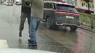 Conflict and attack at pedestrian crossing, Ryazan