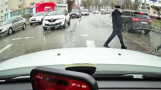 Conflict and attack at pedestrian crossing, Ryazan