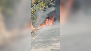 Motoryclist Roasts After In Fiery Road Accident