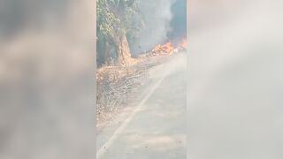 Motoryclist Roasts After In Fiery Road Accident