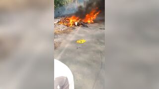 Motoryclist Roasts After In Fiery Road Accident