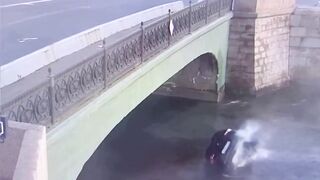 Russian man hits pedestrian and ends up in river