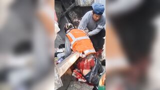 The man was split in two. Horrible, horrible accident.