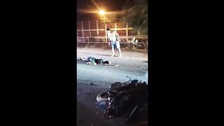 The man was trapped and destroyed under the wheels of the truck.