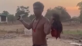 Sicko Beheads Wife, Travels With Her Head In The Bag (another angle)