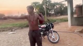 Sicko Beheads Wife, Travels With Her Head In The Bag (another angle)