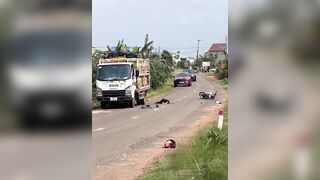 Rider Decapitated after Collision with a Truck (CCTV & Aftermath)