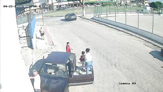 Man Gets Pinned Against The Wall By Female Driver