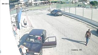 Man Gets Pinned Against The Wall By Female Driver