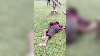 Buddy Tried To Cut A Fallen Live Wire, Bad Idea