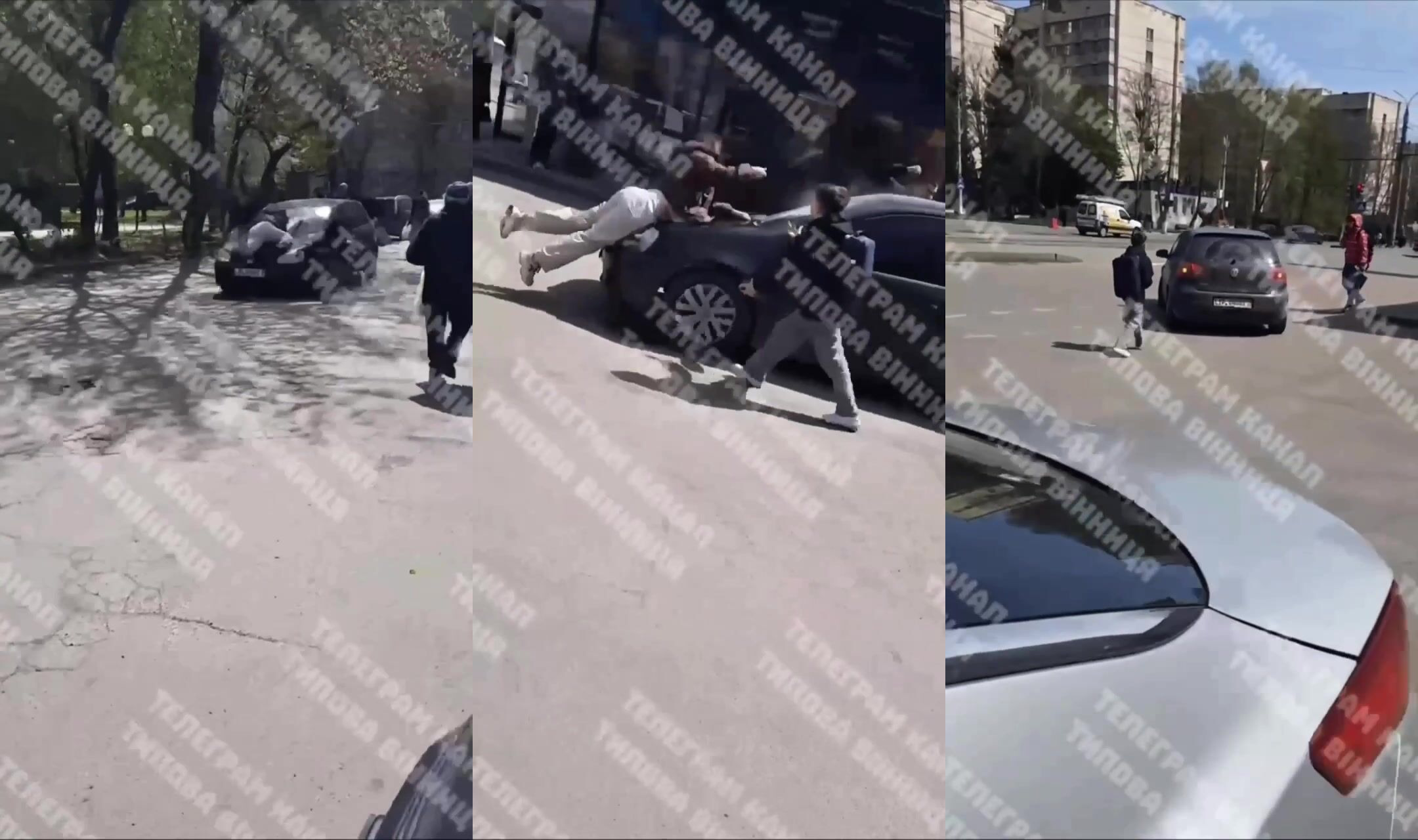 In Vinnitsa, a woman with a tire iron jumped onto the car of the people's catchers