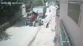 Man Riding Motorcycle Gets Crushed To Death By Tractor In Pakistan