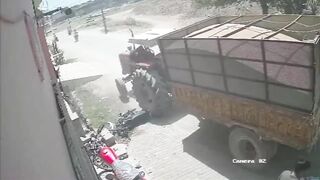 Man Riding Motorcycle Gets Crushed To Death By Tractor In Pakistan