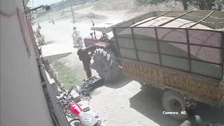 Man Riding Motorcycle Gets Crushed To Death By Tractor In Pakistan