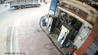 Elderly Man Doesn't Stand a Chance: Truck Crushes Scooter at Intersection