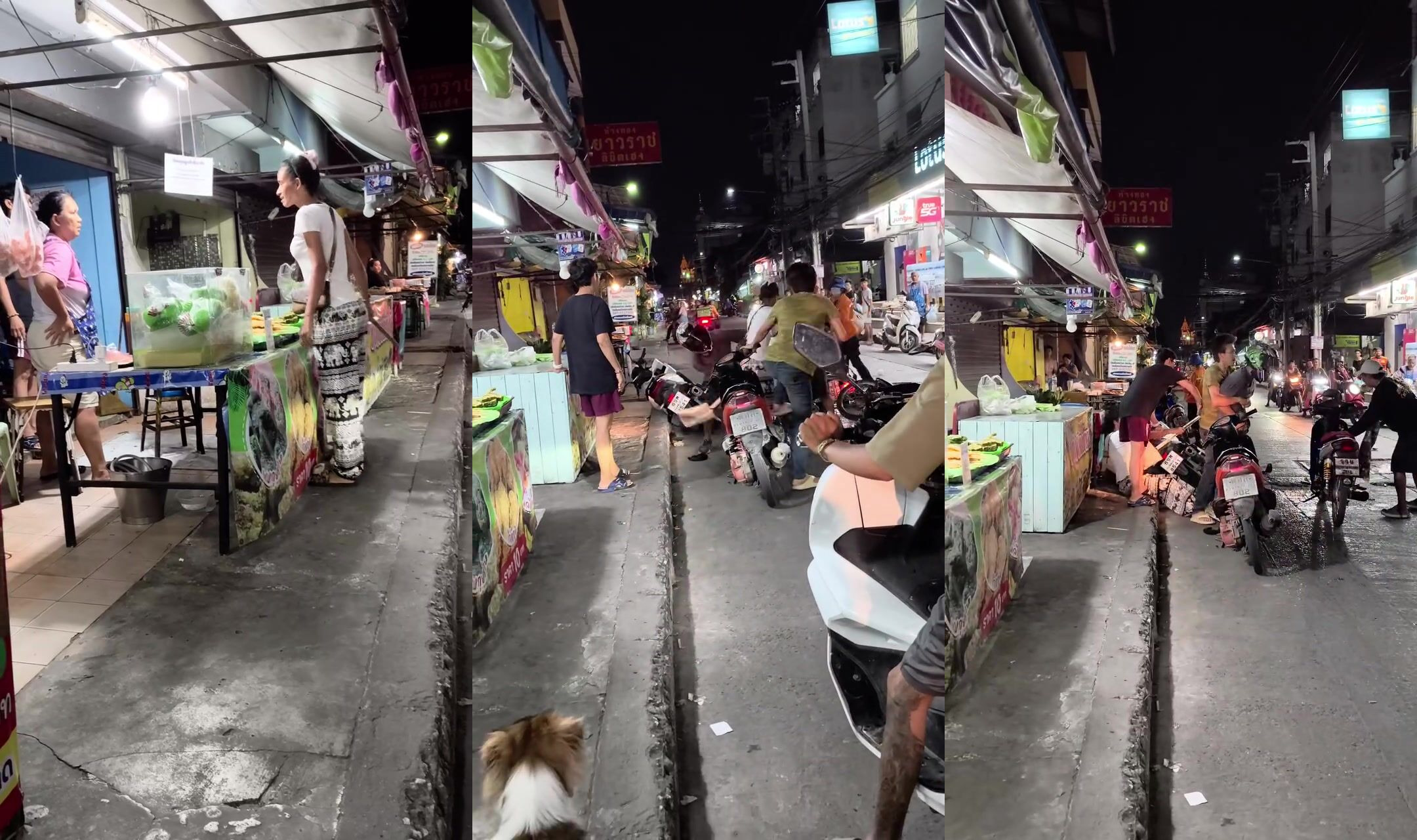 Bitch goes insane and gets hit with moped