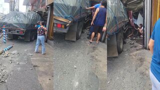Truck rams into shop killing one man