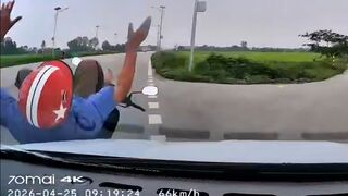 Dashcam Captures Elderly Man on Scooter Brutally Hit and Launched Meters Away