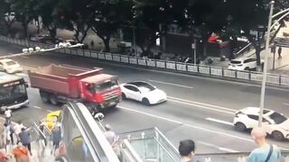 Chinese people crushed by a truck