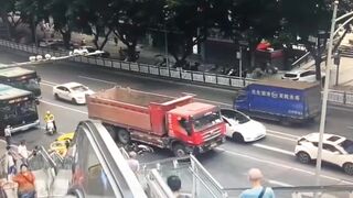 Chinese people crushed by a truck