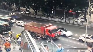 Chinese people crushed by a truck