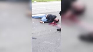 Motorcyclist Bleeding From Mouth After Falling On Road Head First
